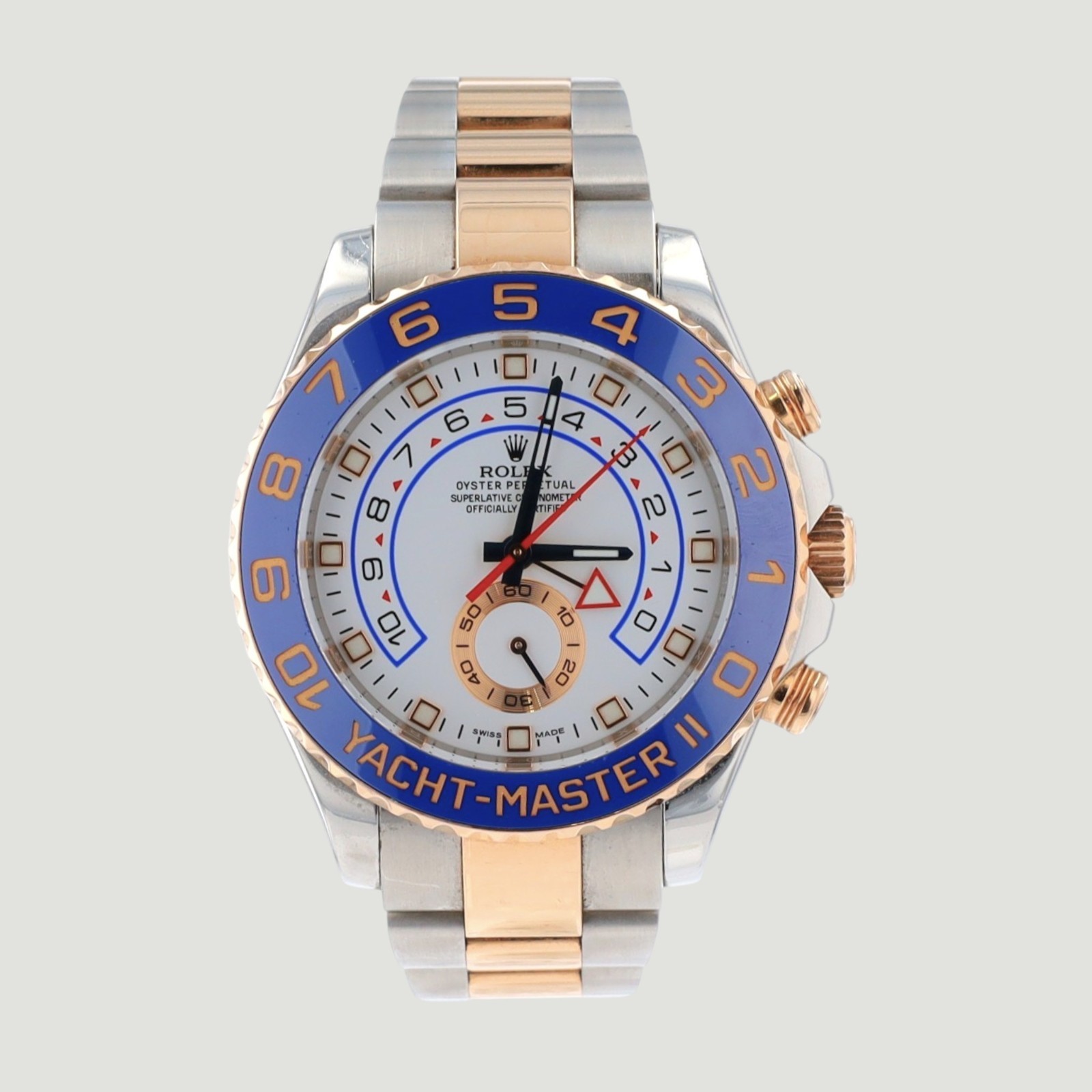 Rolex Yacht-Master II 116681 44mm White Dial 18K Rose Gold Steel Automatic Watch