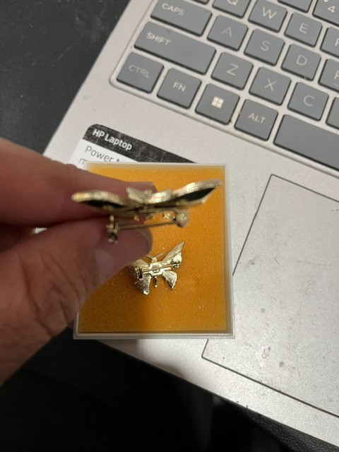 vintage butterfly scatter pins brooch set of 2 whims fairy black yellow red enam