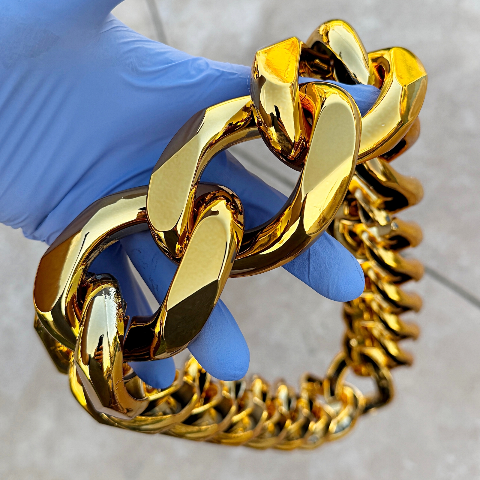 Huge Jumbo Hip Hop Chain Cuban Link Plastic Necklace Gold-Tone 60MM Thick 39″