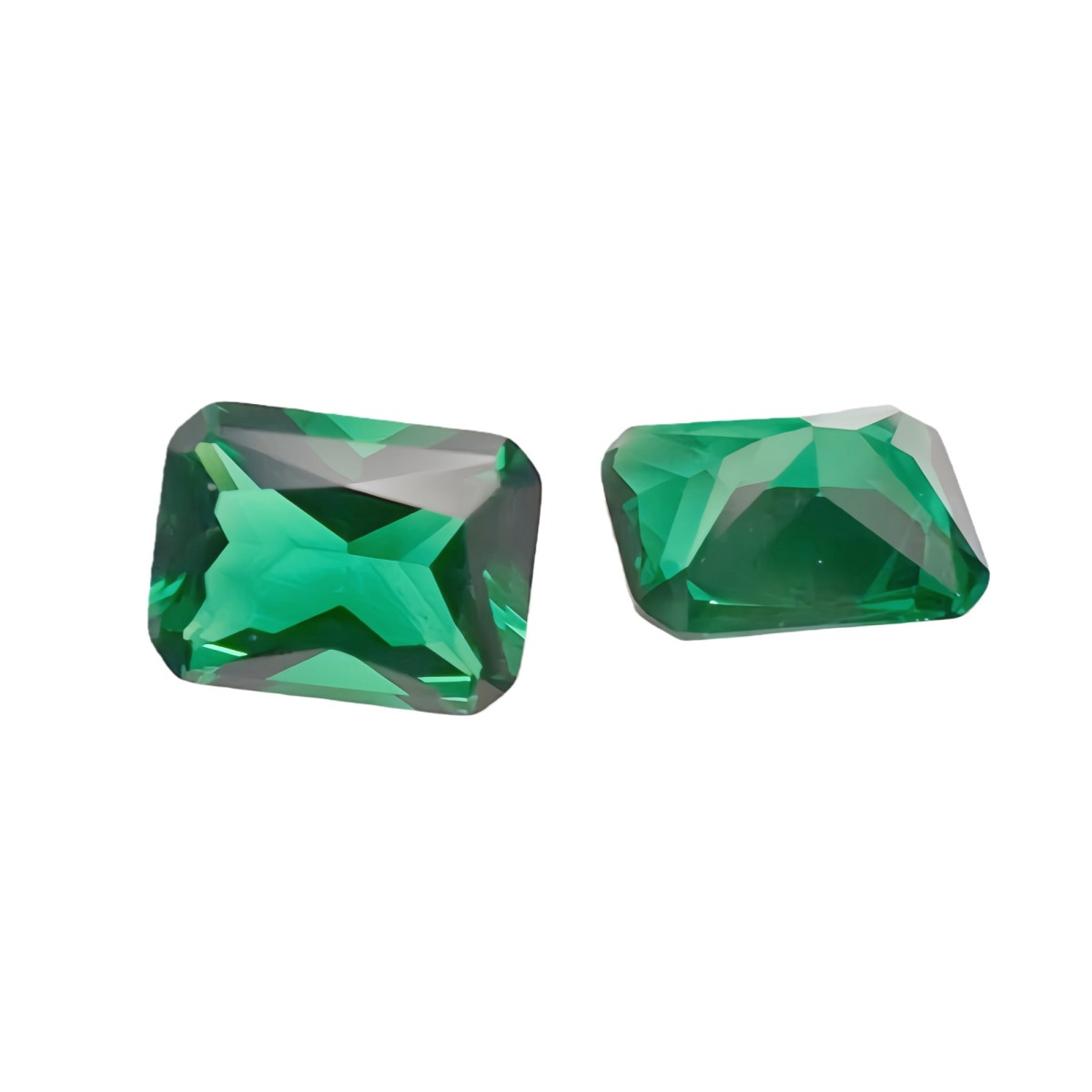 Rectangle Faceted Emerald Radiant Cut Rich Green Emerald Gem Multiple Sizes