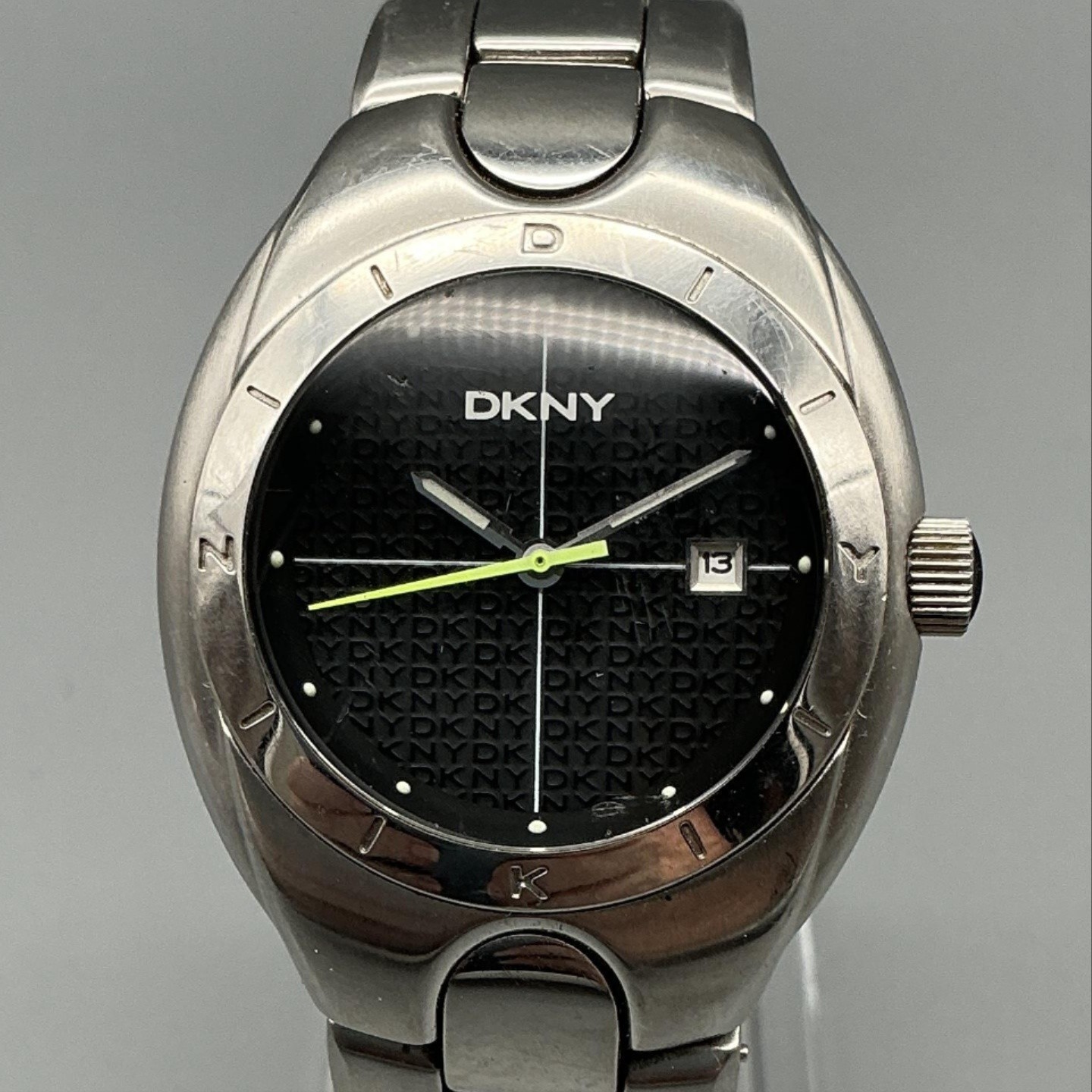 DKNY NY5001 Womens Watch 32mm Black Dial Stainless Bracelet Date New Battery 7″
