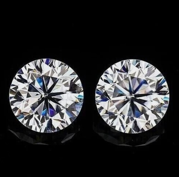 Pair Loose CVD Diamond Round Lab Grown 4 x 4 mm IF Clarity D Color Certified