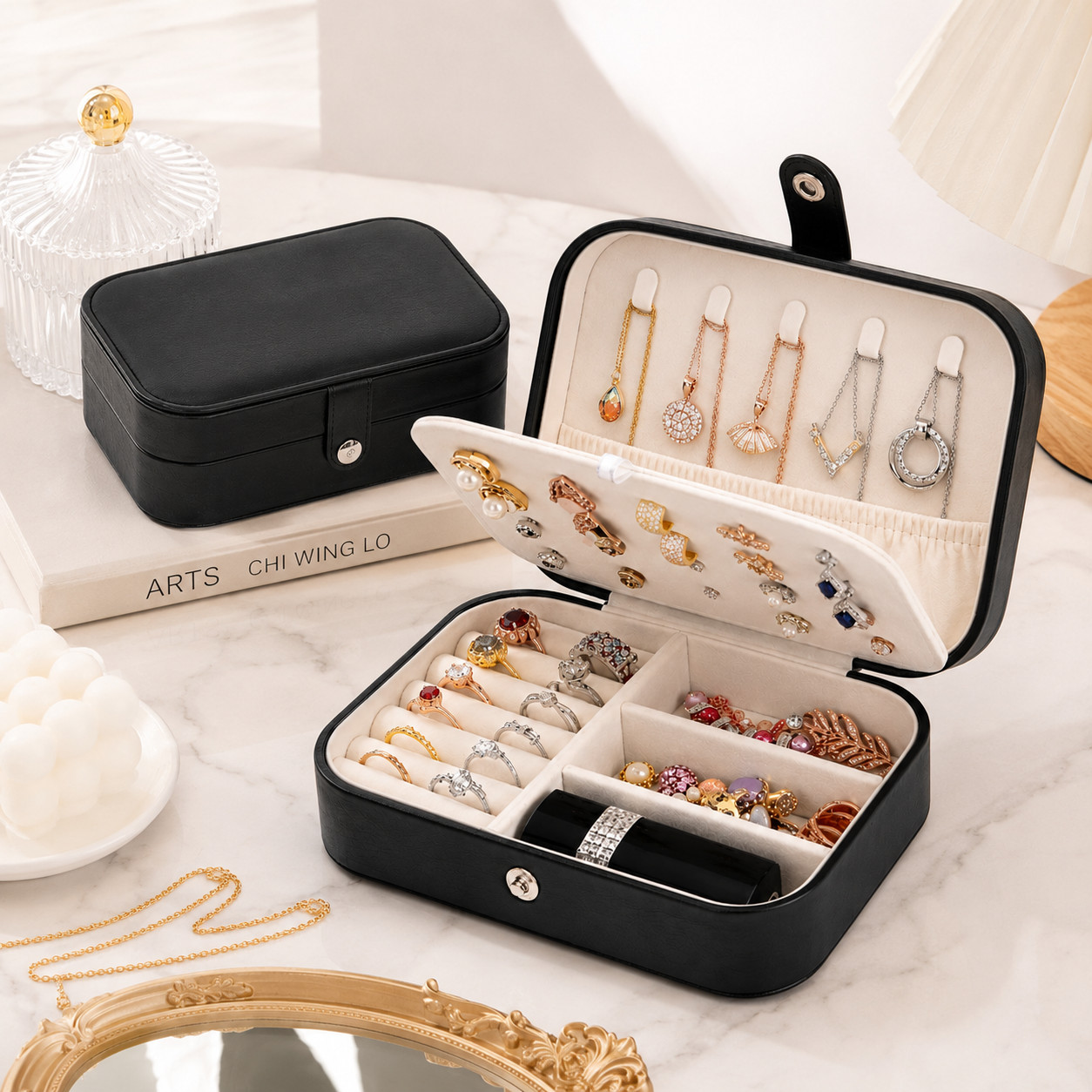 Jewelry Box, Travel Jewelry Organizer Cases with Double Layer