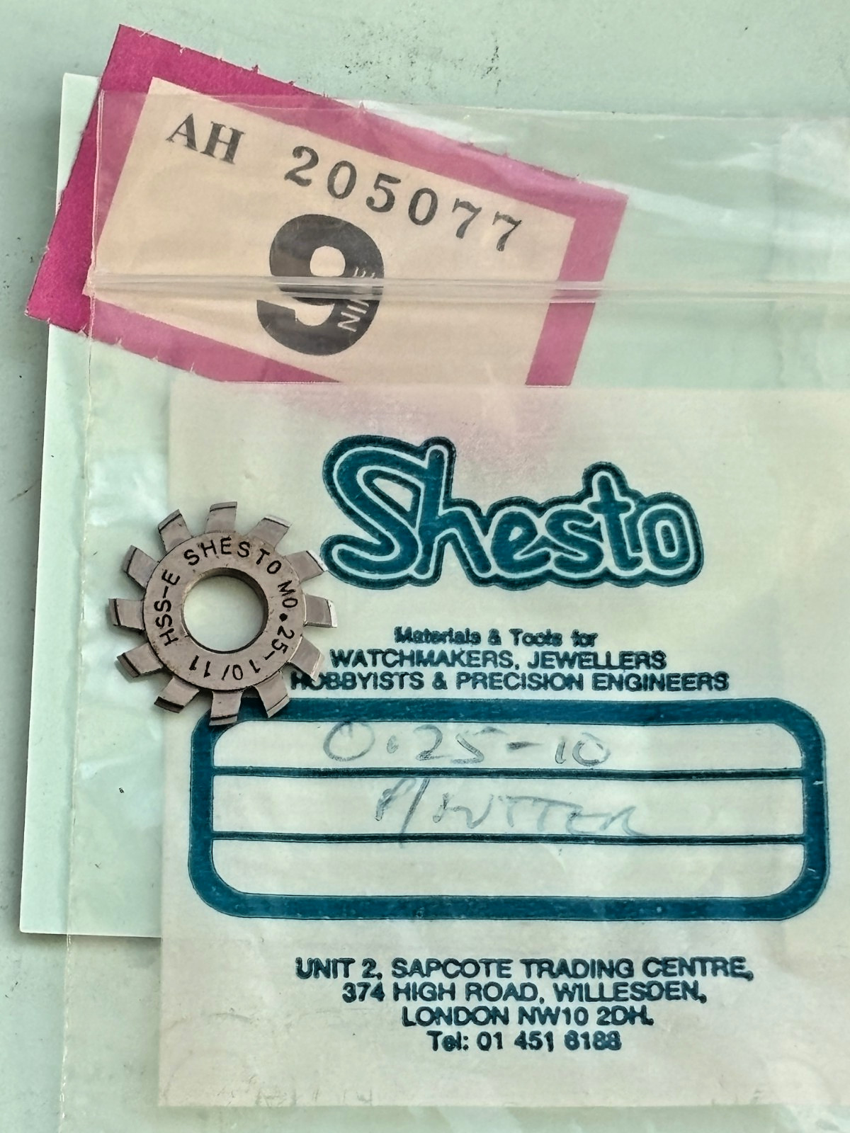 watchmakers lathe gear wheel pinion cutter MO.25-10/11 by SHESTO clock cutter