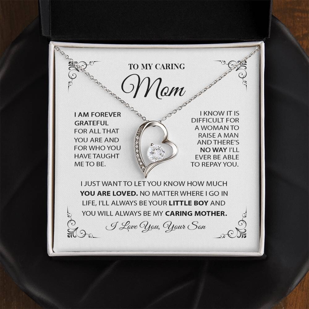 To My Caring Mum Necklace, Mother’s Day Gift from Son, Birthday Day Gift For Mum