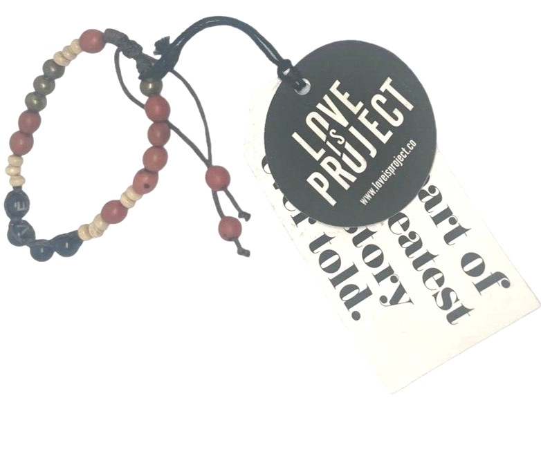NWT Love is Project bracelet Handmade Artisan Blue Green Beige Beads adjustable
