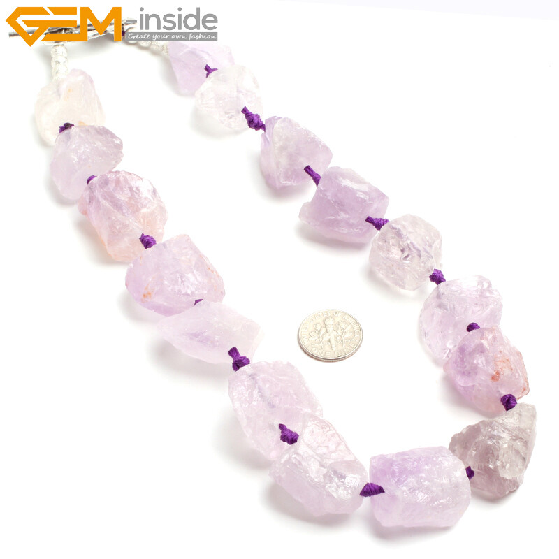 Natural Freeform Crude Rough Stone Quatrz Gemstone Beaded Jewelry Necklace 18″