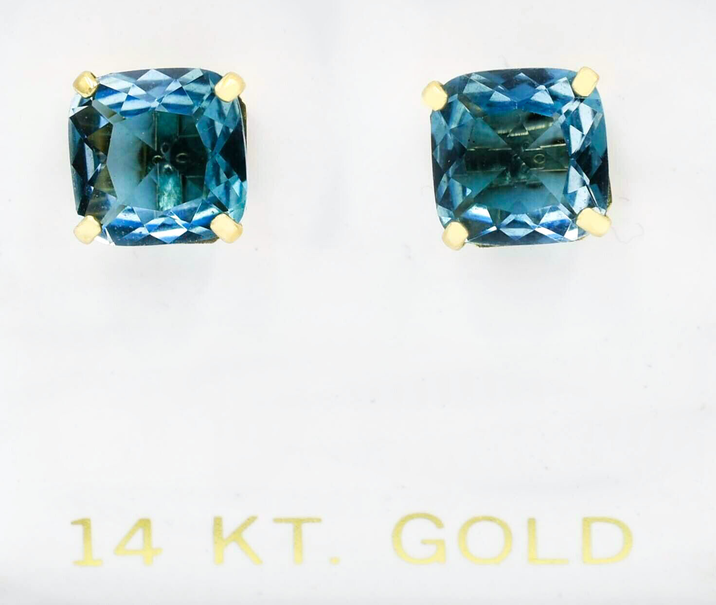 GENUINE 6.68 Ct BLUE ZIRCON EARRINGS 14k GOLD – Free Certificate Appraisal – NWT