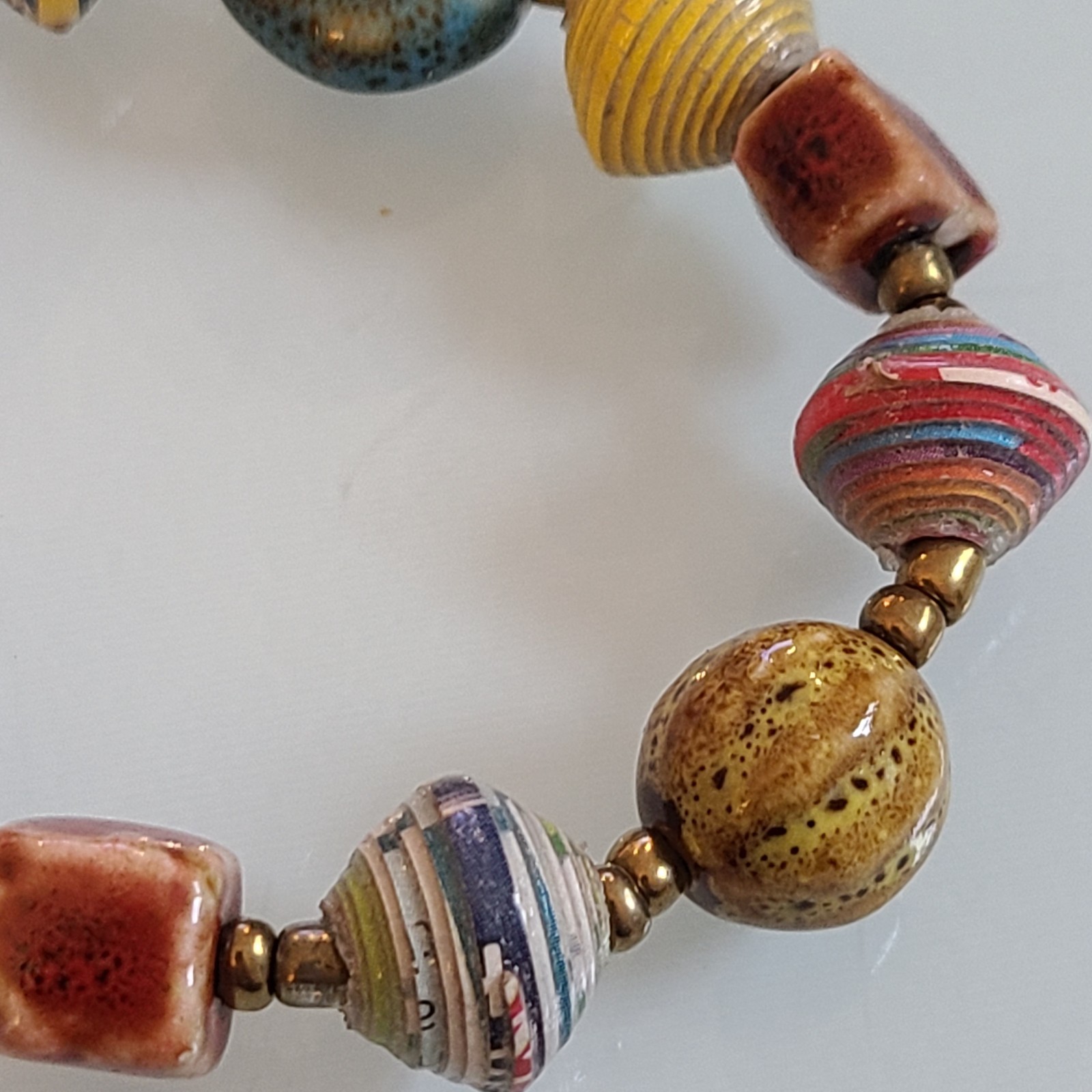 Artisan Mixed-Media Stretch Bracelet MULTICOLORS RED BLUE BROWN YELLOW