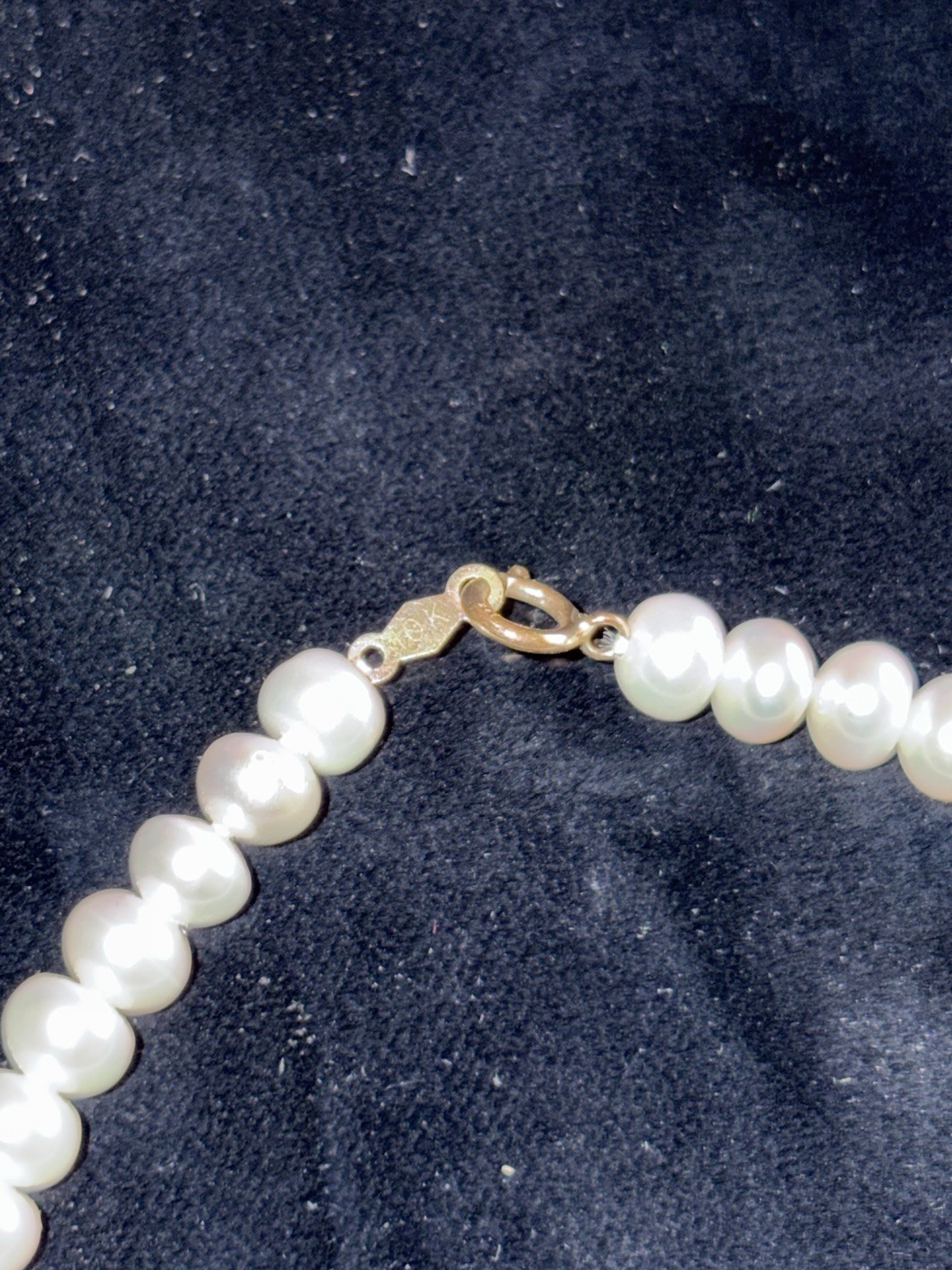 Vintage 10K Cultured White Pearl Bracelet 7 Inches Gold Clasp