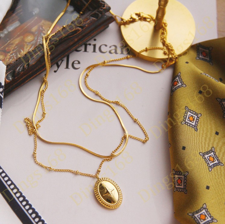 18K Gold Filled Tarnish-Free Flat Snake / Cable Chain Pendant 2-Strand Necklace