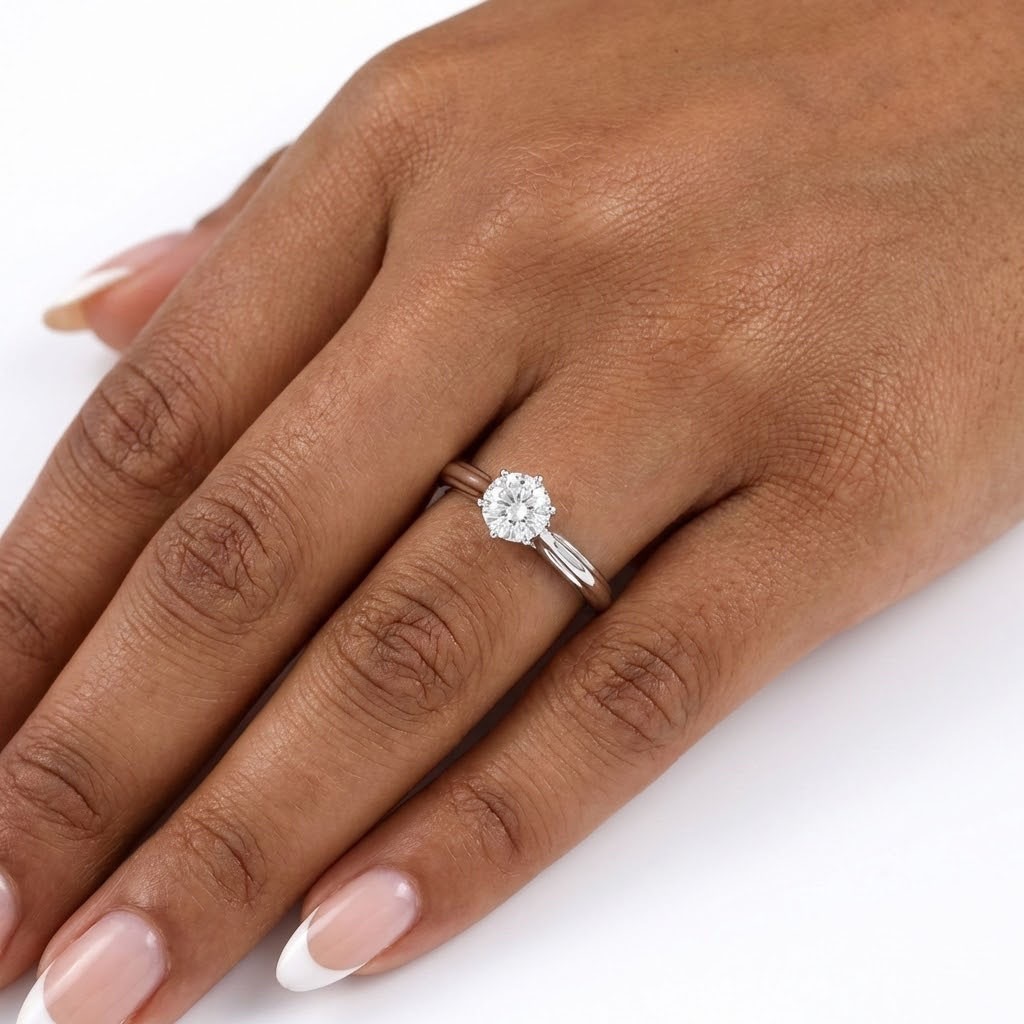 Solitaire Engagement Ring 18K Gold Classic 0.66 Carat Round Natural Diamond H I1