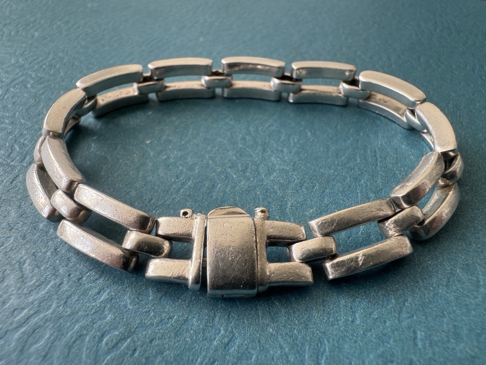 Vintage IEC Italy .925 Sterling Silver Heavy Link Bracelet Size 7.25” 35.4 gr.