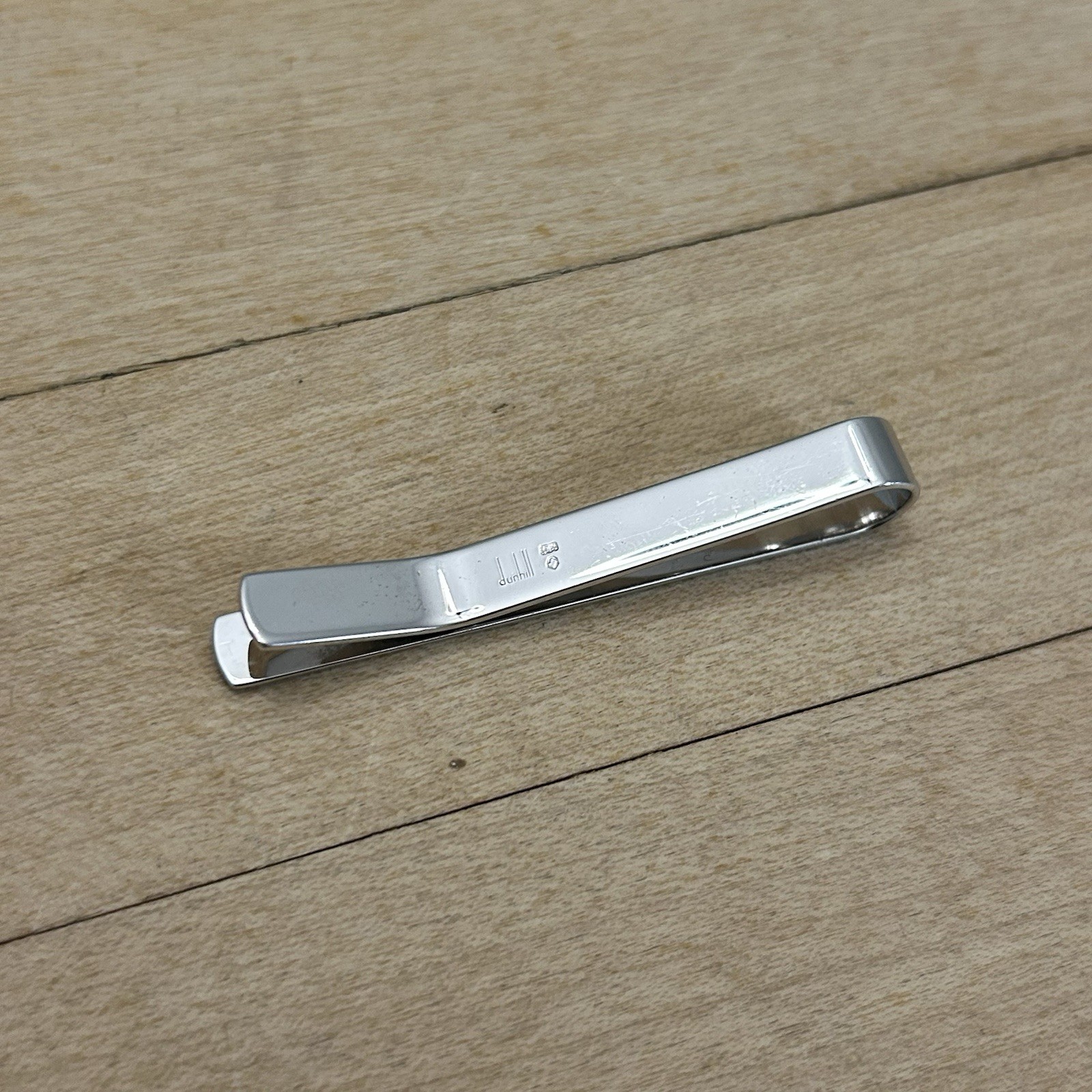 Dunhill Hallmark Signed 925 Sterling Silver Rectangle Tie Bar/Clip