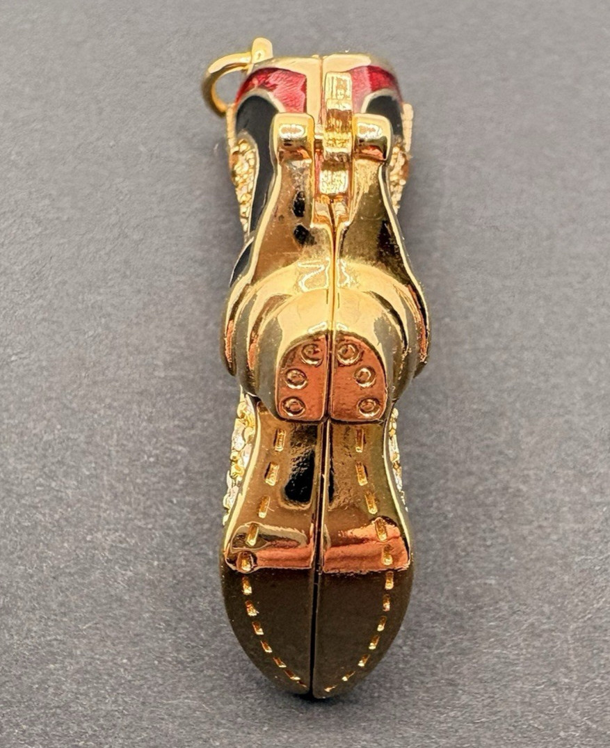 Vintage Swarovski Cowboy Boot Pendant Western Country Enamel Moveable Spur