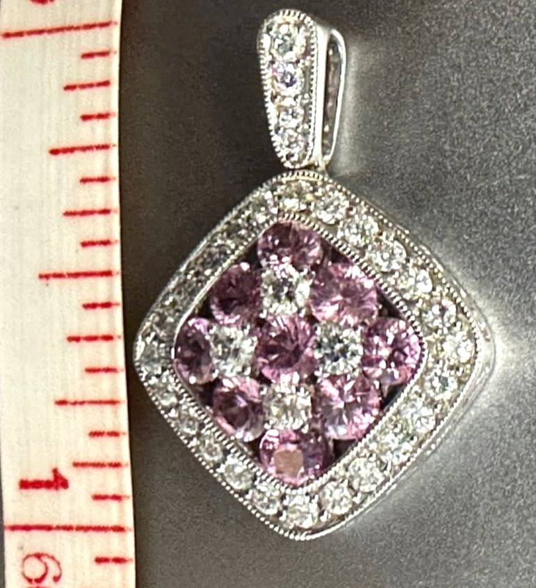 Designer GREGG RUTH 18K Gold Pink Sapphire Diamond Necklace Pendant 1.92ct ~$3K+