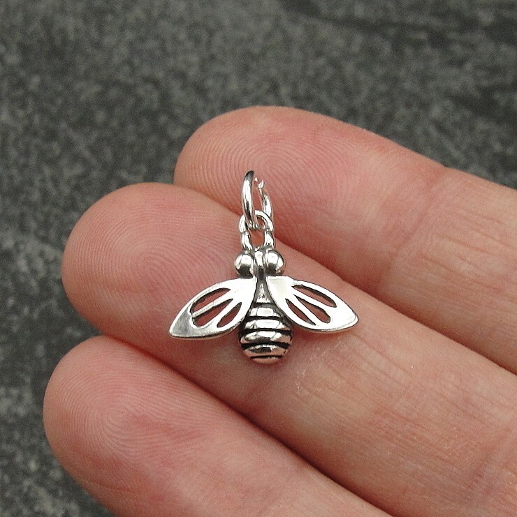 925 Sterling Silver Honey Bee Charm – Bumble Bee Charm – Insect Charm Jewelry