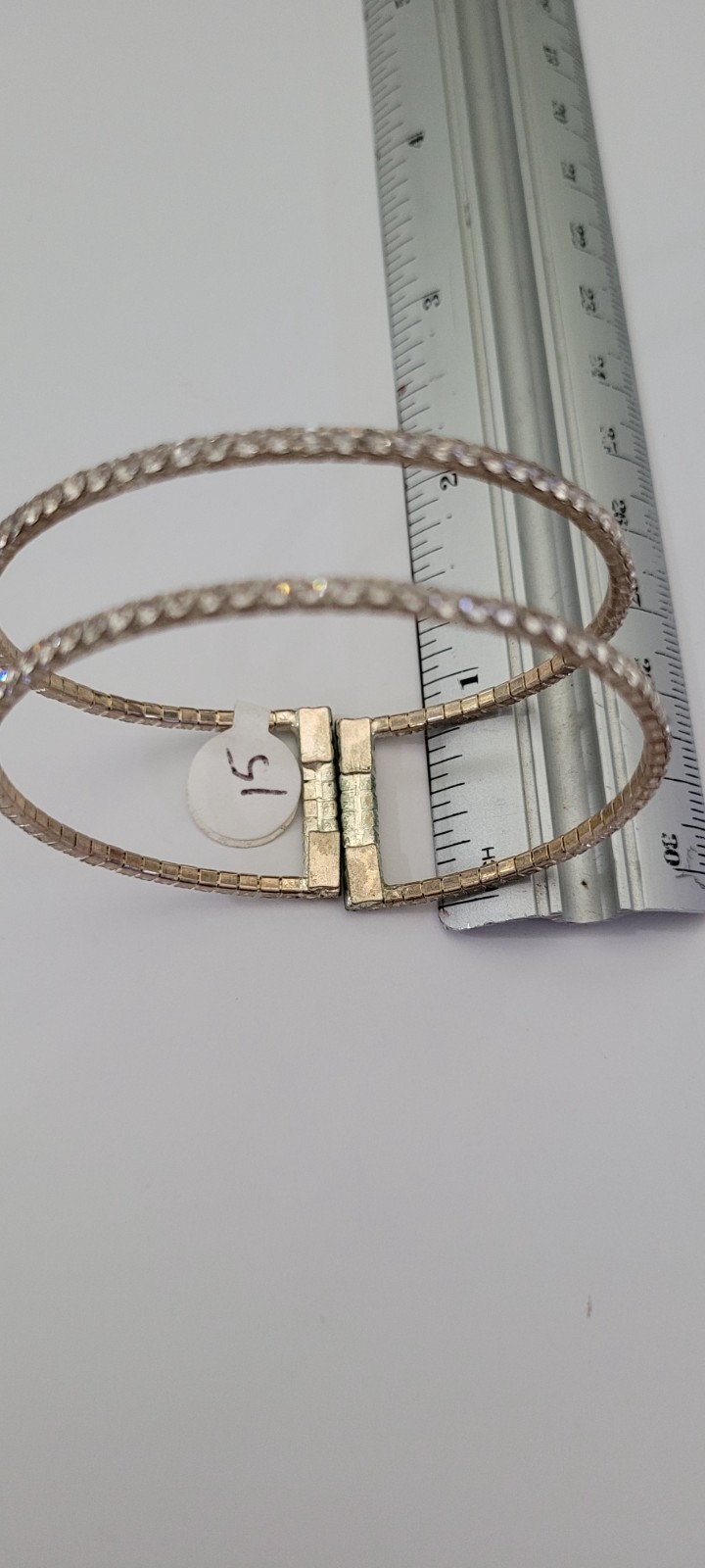 Two Rhinestone Line Memory Wire Bracelet Bangle