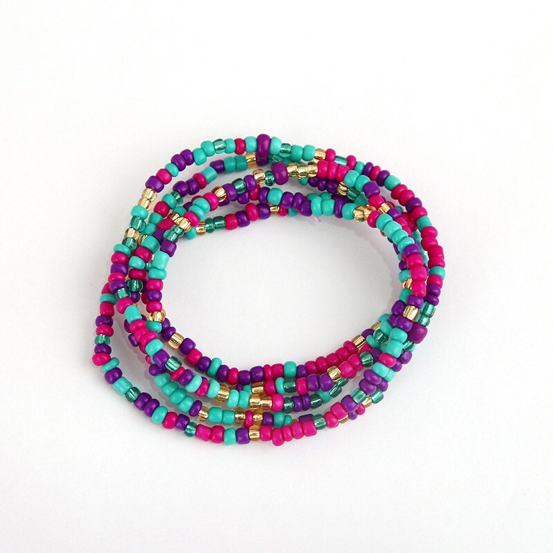 Fashion Women Waist Chain Weave Colorful Beads Body Belly Elastic Sexy Bikini