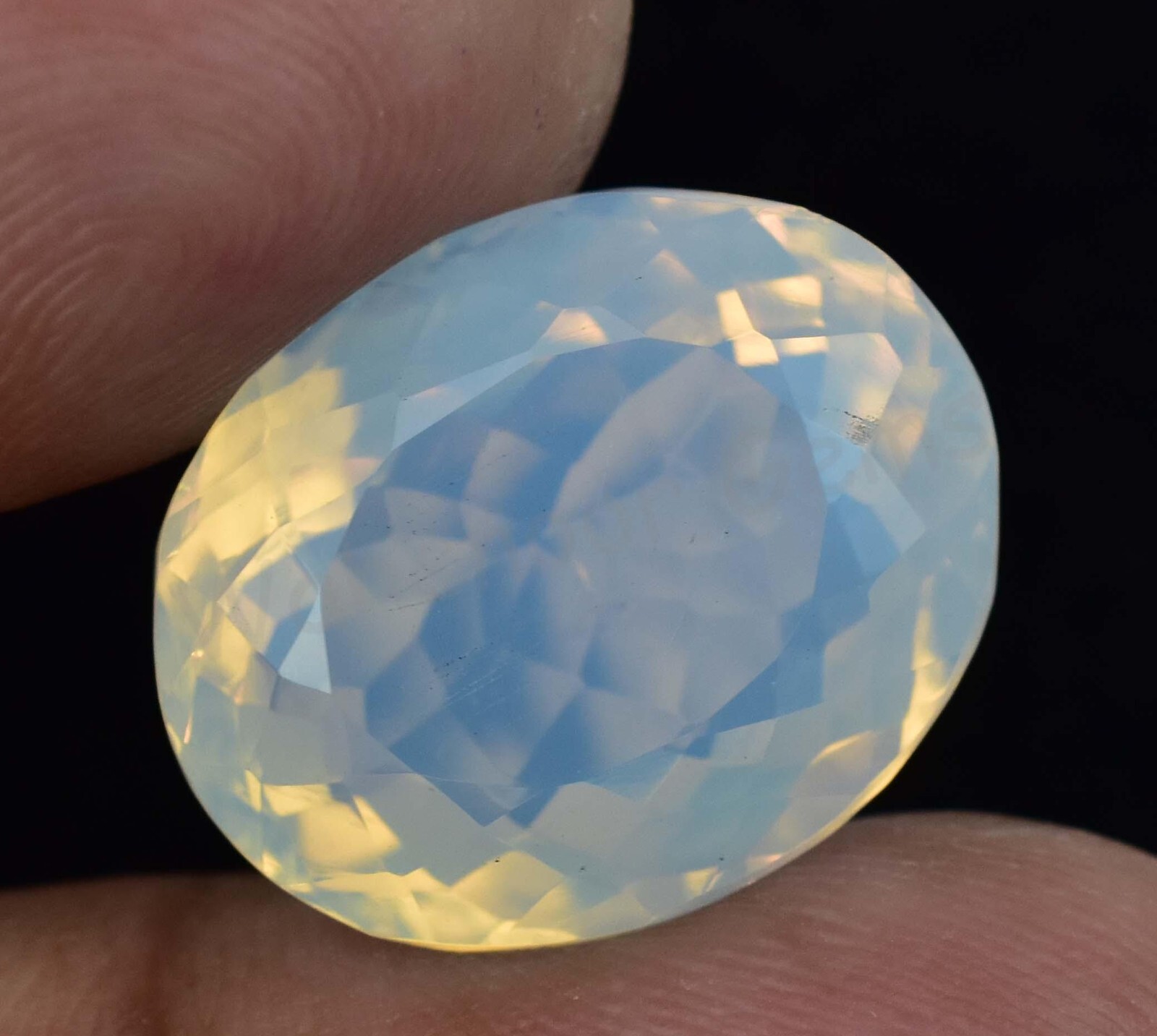 Natural White Opal Blue Fire Oval 14.85 Ct Certified Untreated Loose Gemstone