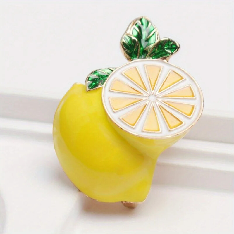 Fashion Lemon Brooch Enamel Alloy Fruit Shape Pin Mini Jewelry