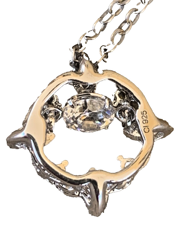 Gabriel & Co * Sterling Silver * Open Square w/Dancing Center CZ Stone Necklace