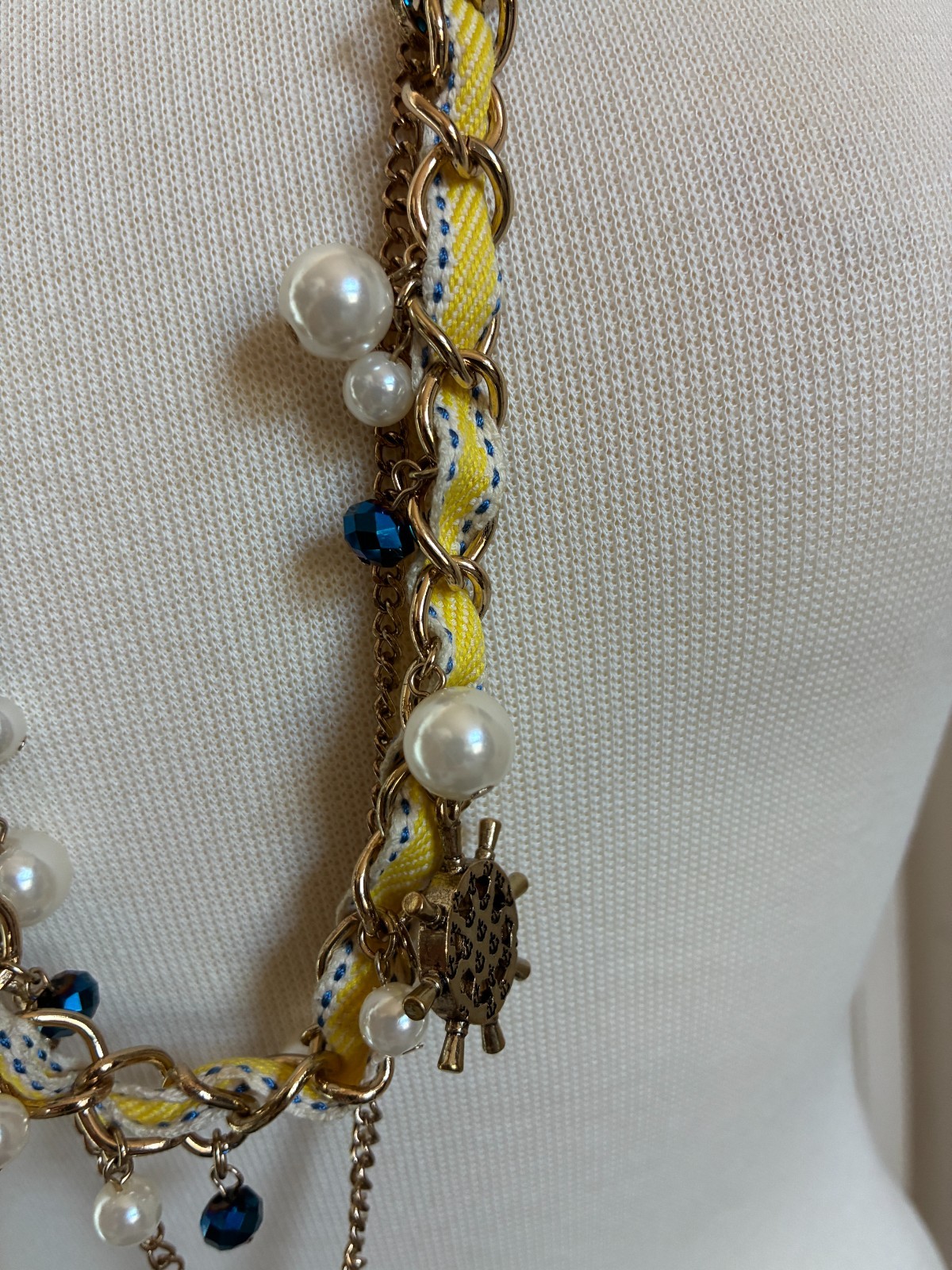 Betsey Johnson Necklace Bracelet Nautical Statement Anchor Charms Pearl BJ141