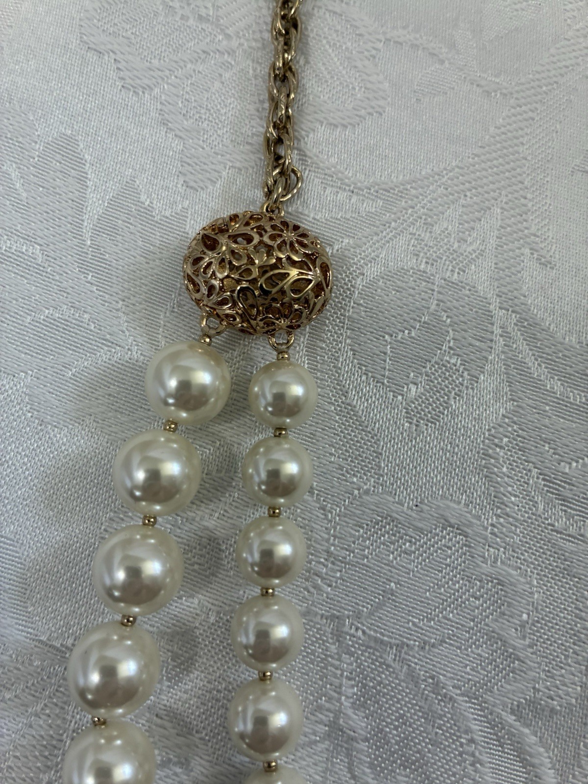 Charter Club Macys Gold Filigree Double Strand Pearl Necklace New NWT