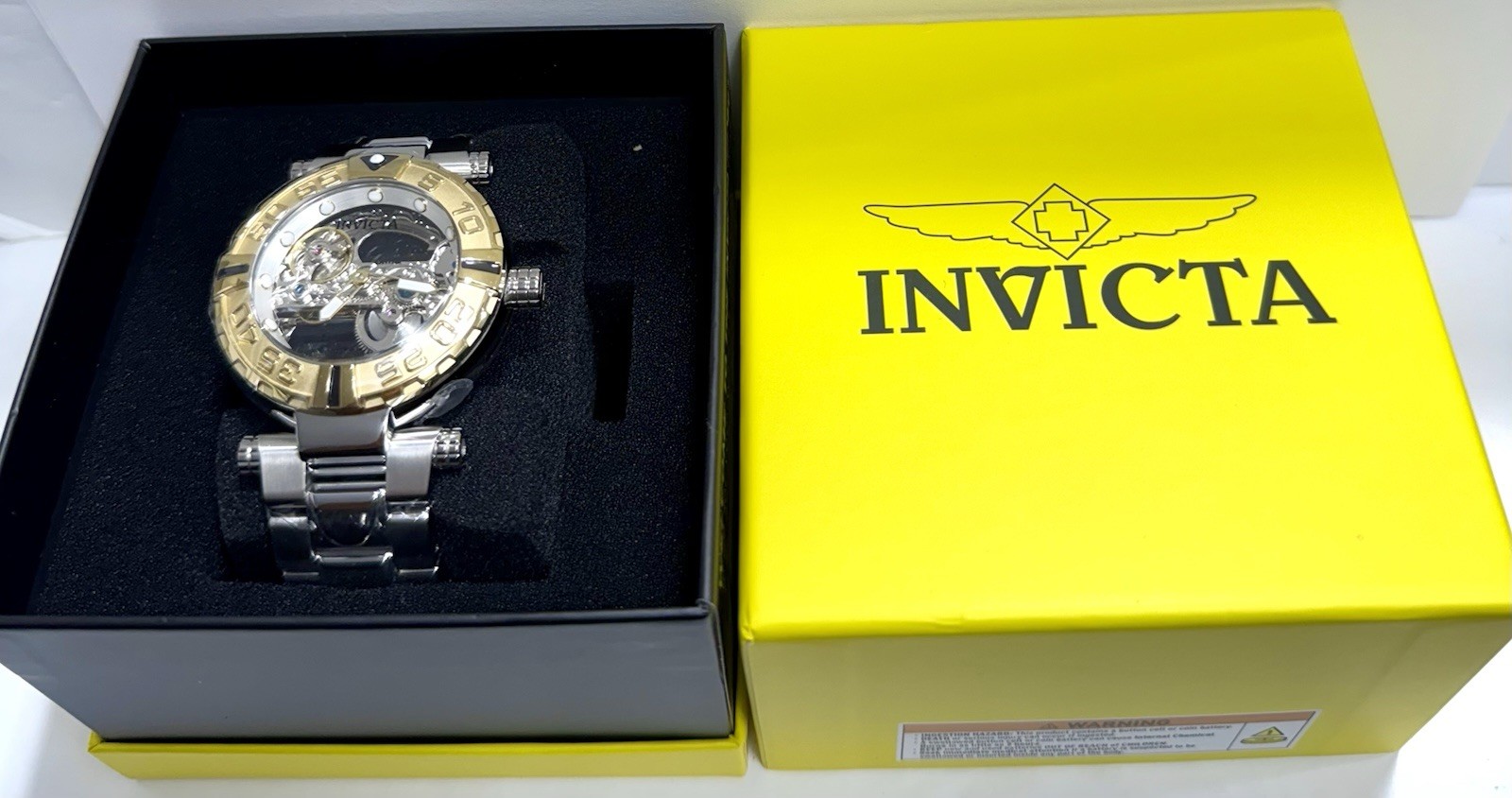 47mm Auto GHOST| Goldtone Bezel | Silvertn Bracelet Subaqua Noma I Invicta Watch