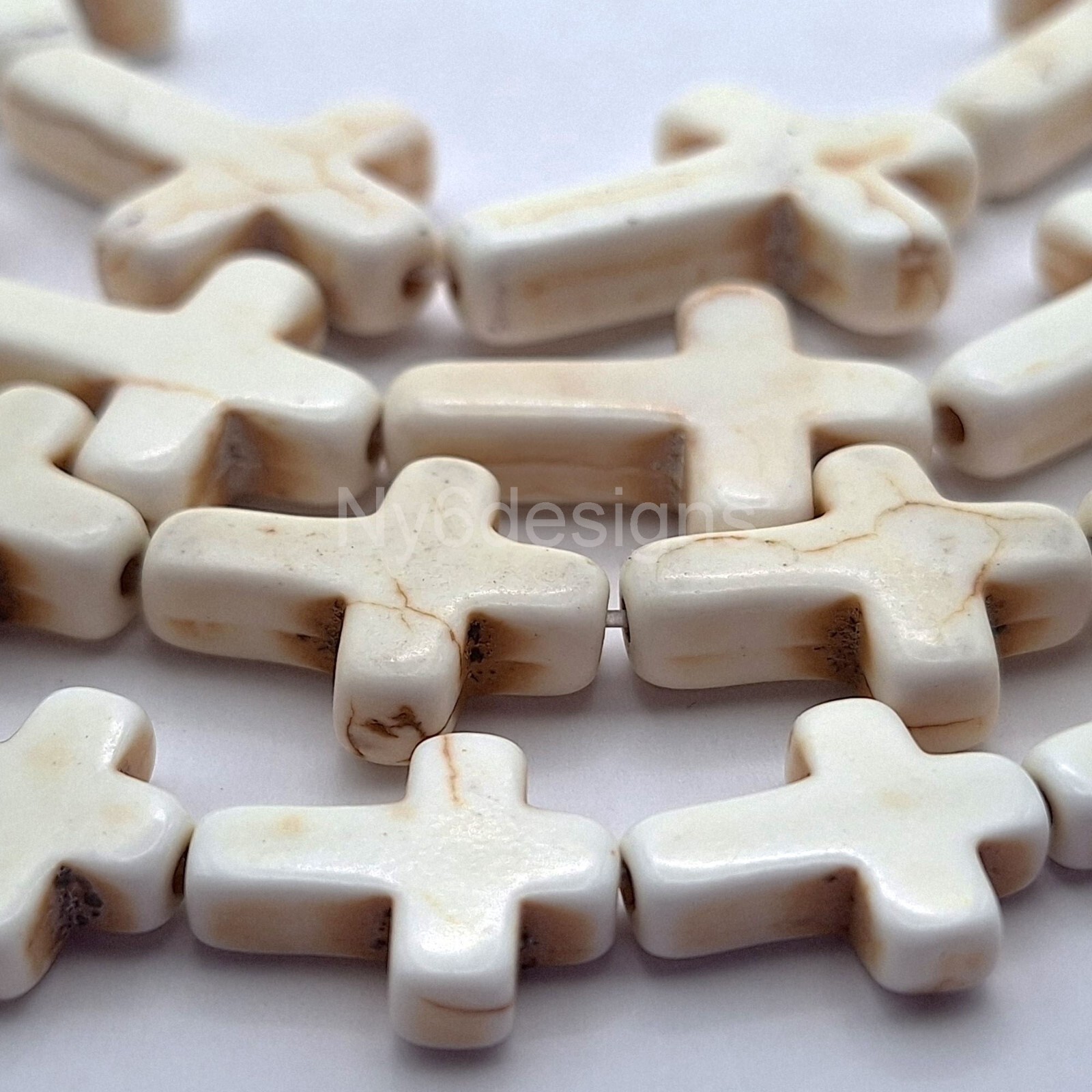 White Cross Bead Turquoise Howlite Magnesite Cross Loose Beads 15″ Wholesales