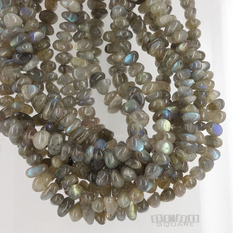 15.5″ Genuine Labradorite Nugget Chip Beads Blue/Green Flash [Size: 6mm – 10mm]