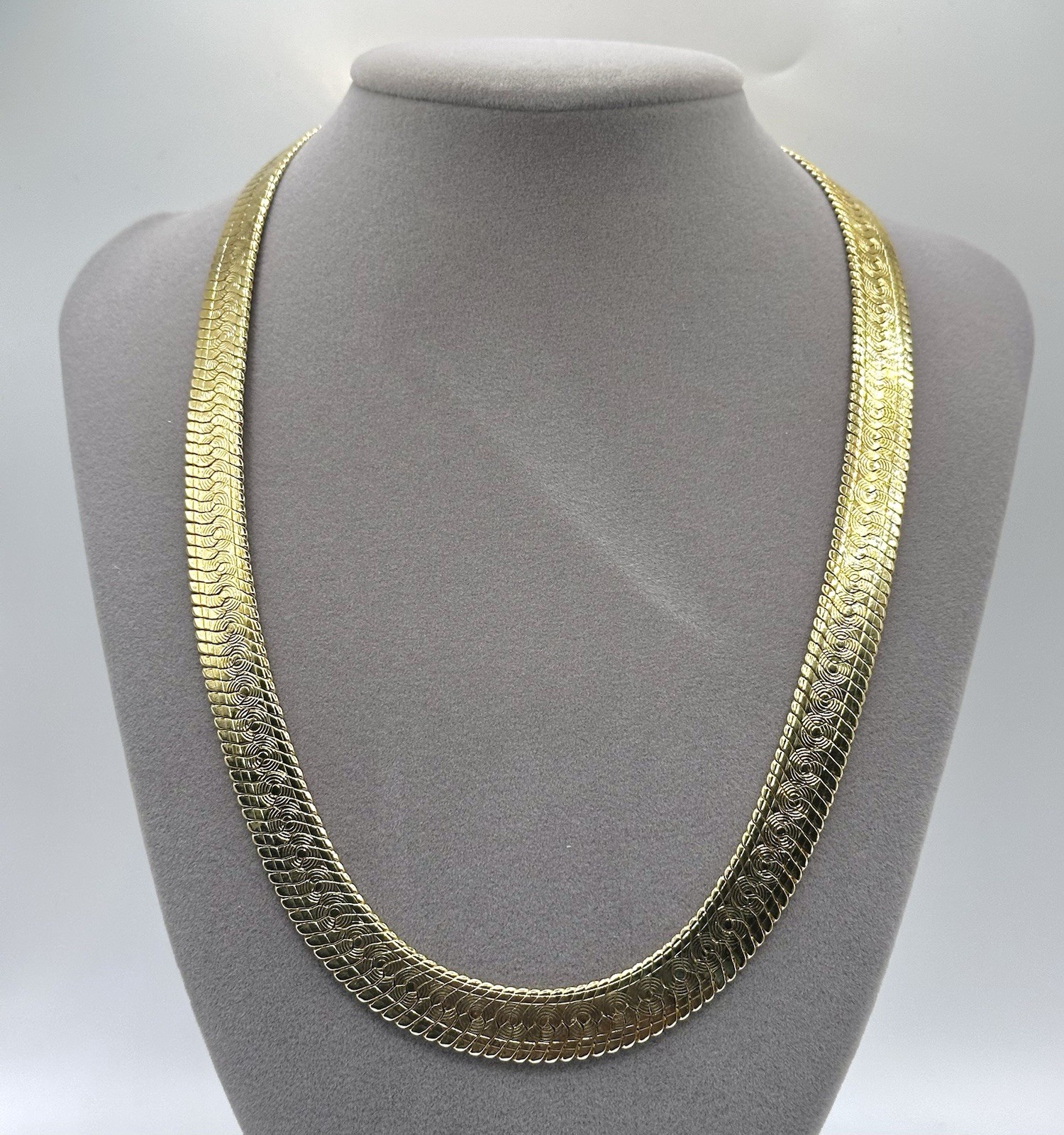 Gold Plated Herringbone Chain Necklace Flat Snake Statement Chain Men Women 20”