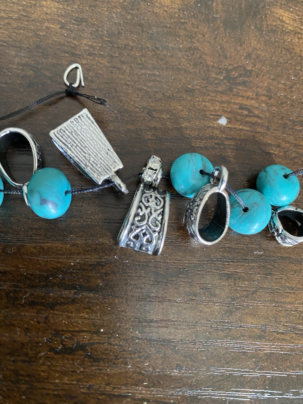 Womens Necklace Bracelet & Earrings Turquoise Style Silver Plated & Pinch Bails