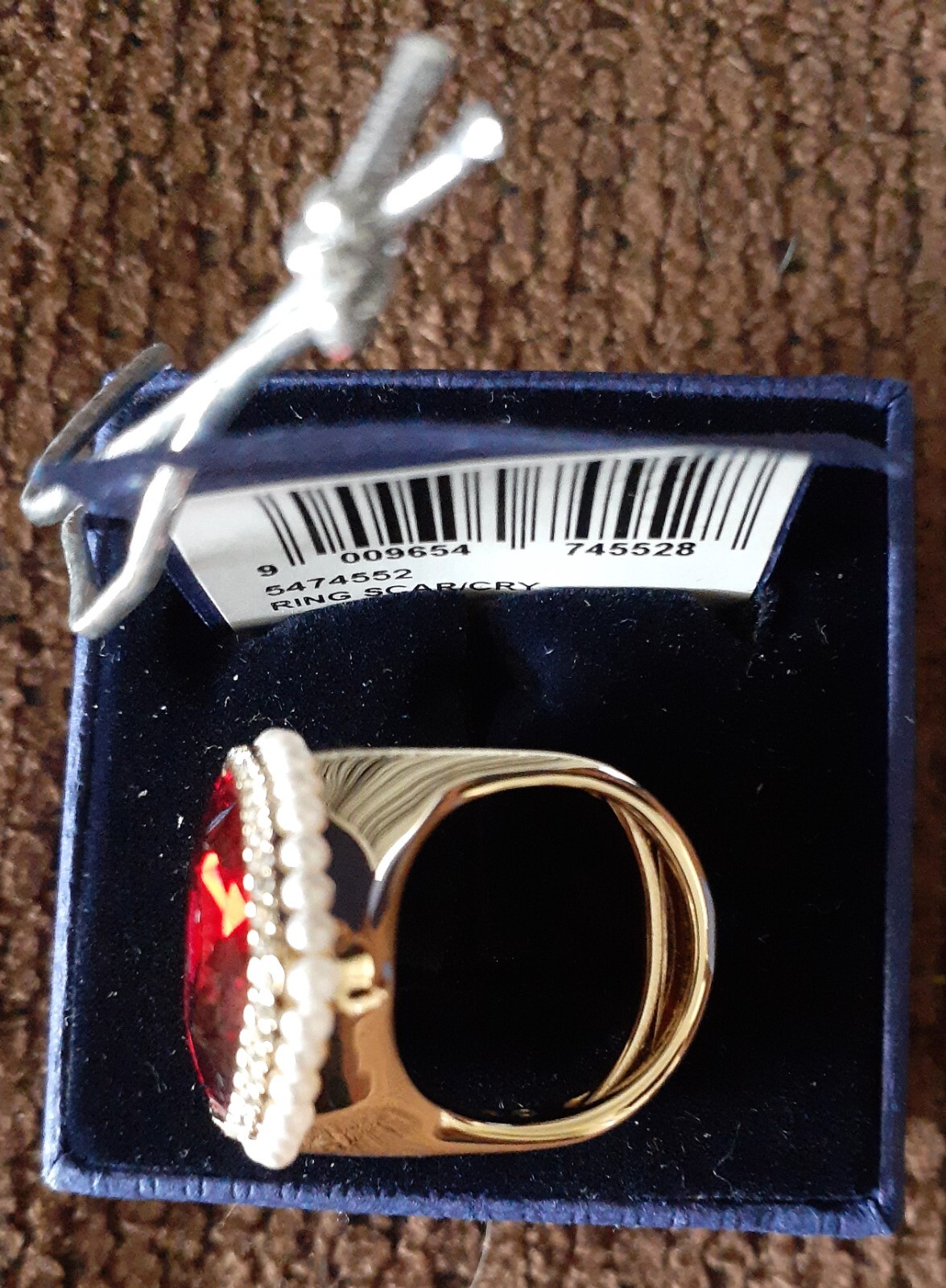 Swarovski Lucky Goddess Cocktail Ring 5474552 Size 50-55 Gold-tone & Red NEW NIB