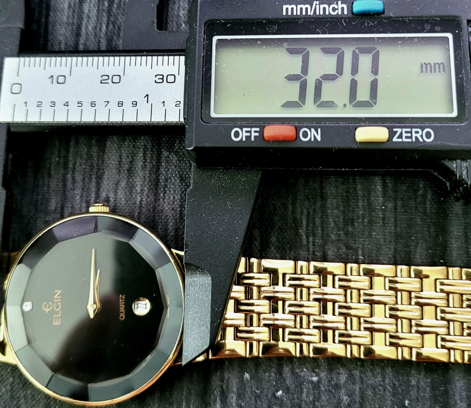 Rare Unisex Elgin Diamond Dial Faceted Crystal Dress Watch