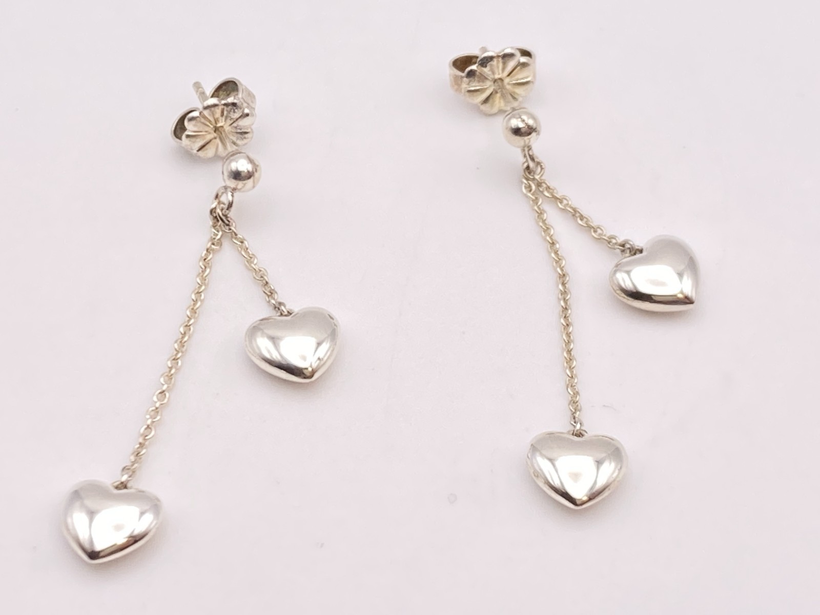 Tiffany & Co. Double Heart Drop Dangle Earrings 3.9g