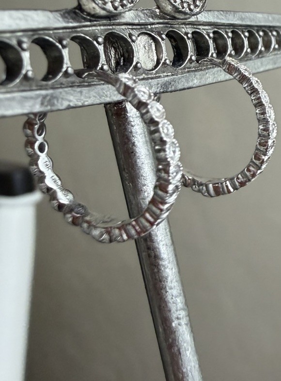 Gabriel & Co. 14K White Gold Diamond Huggies Earrings