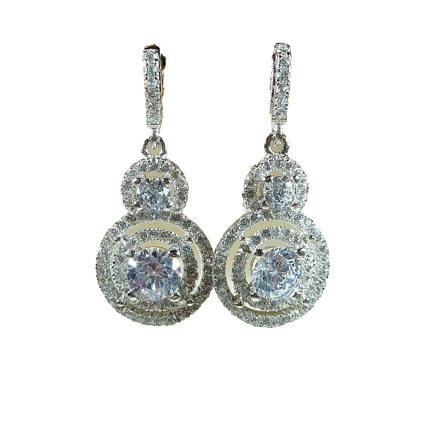 4.95ct White Cubic Zirconia Sterling Silver Double Halo Earrings