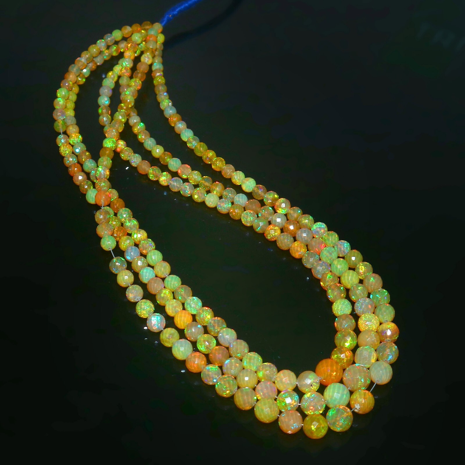 Beads Faceted Opal Natural Gemstone Ethiopian Strand Round Rondelle Fire 518