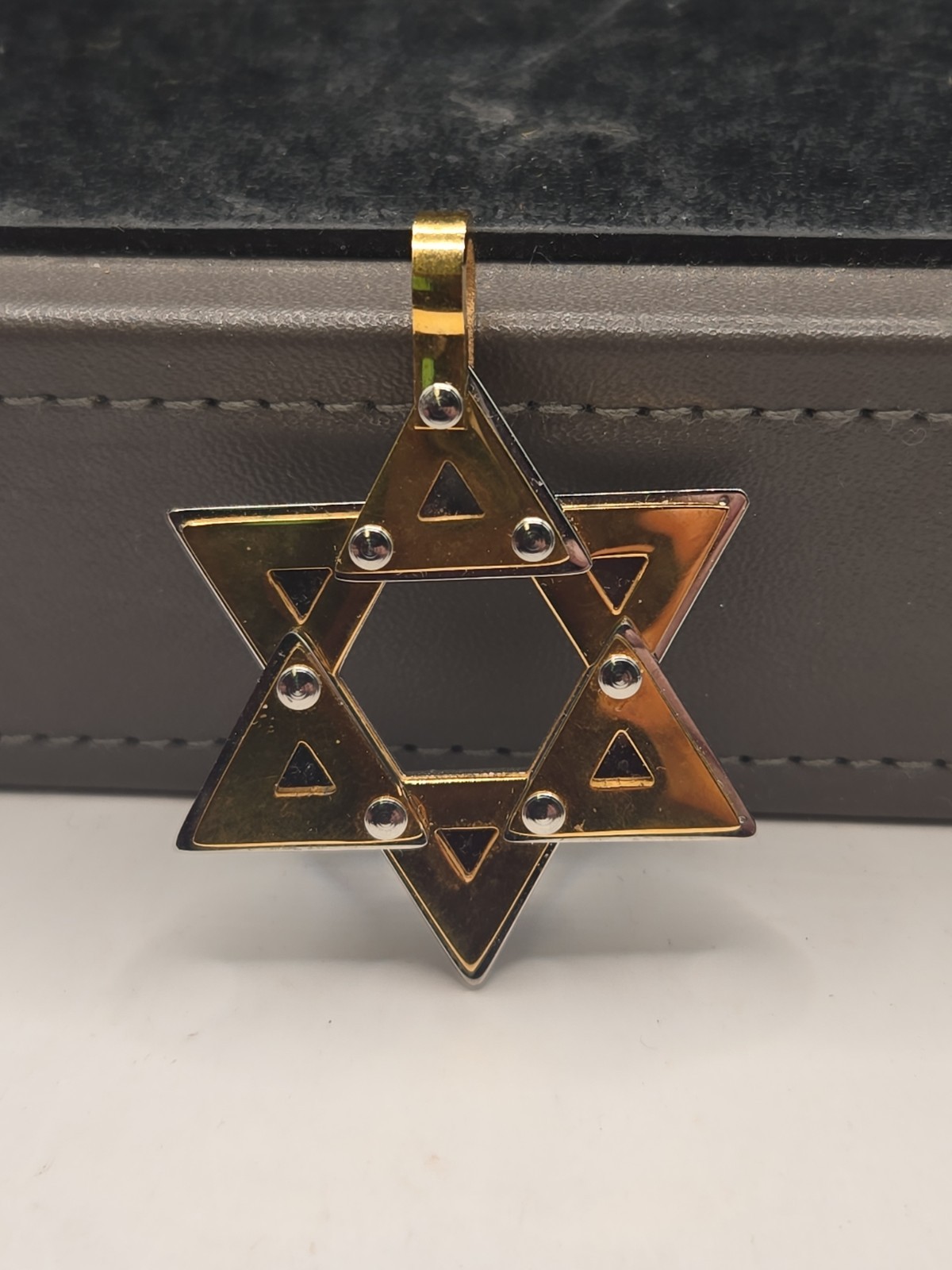 Karis Stainless Steel 2 Tone Star Of David 1.25 Inch Pendant (I-5)