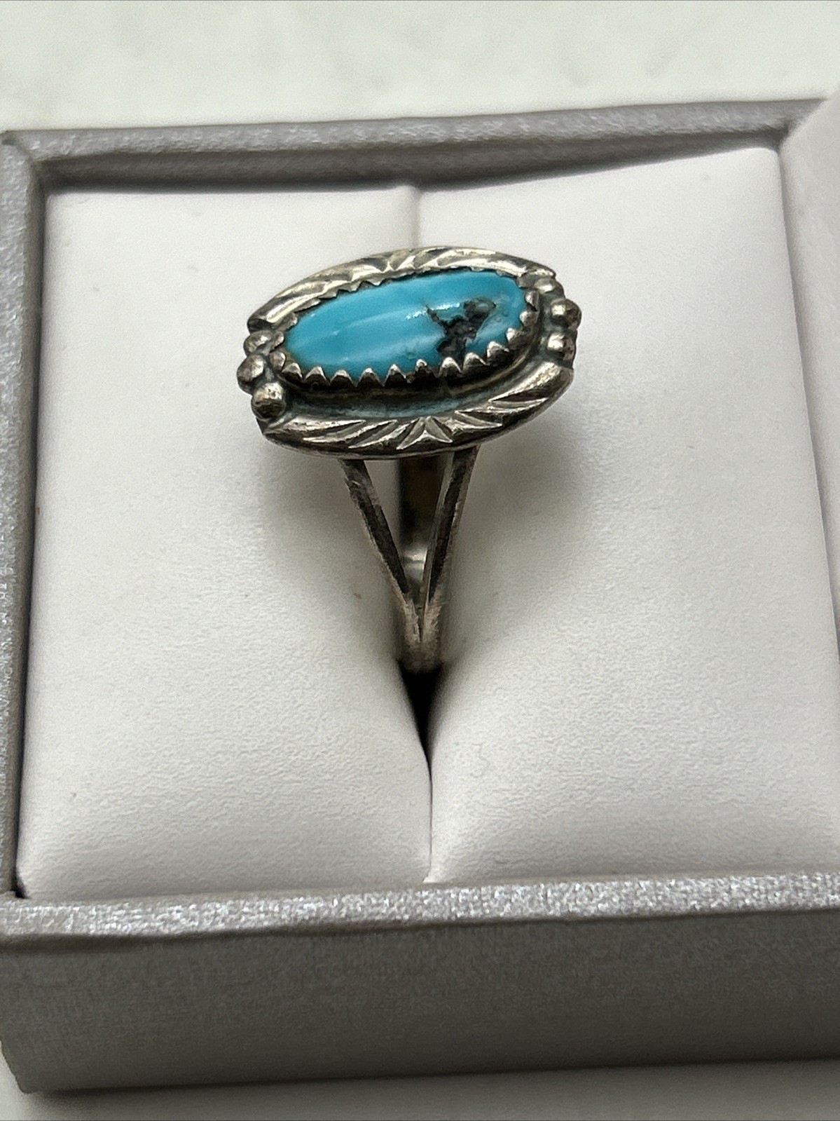 Vintage Sterling Silver Turquoise Ring Size 7 – 2.4 Grams Signed