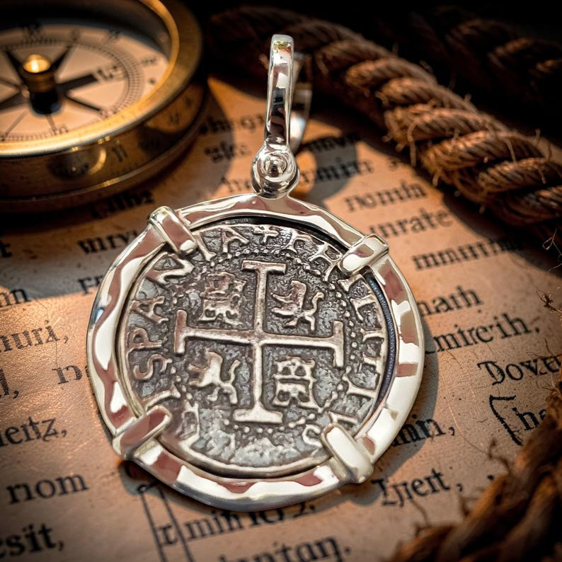 Atocha Silver Coin Pendant Sterling Hammered Bezel Shipwreck Certificate