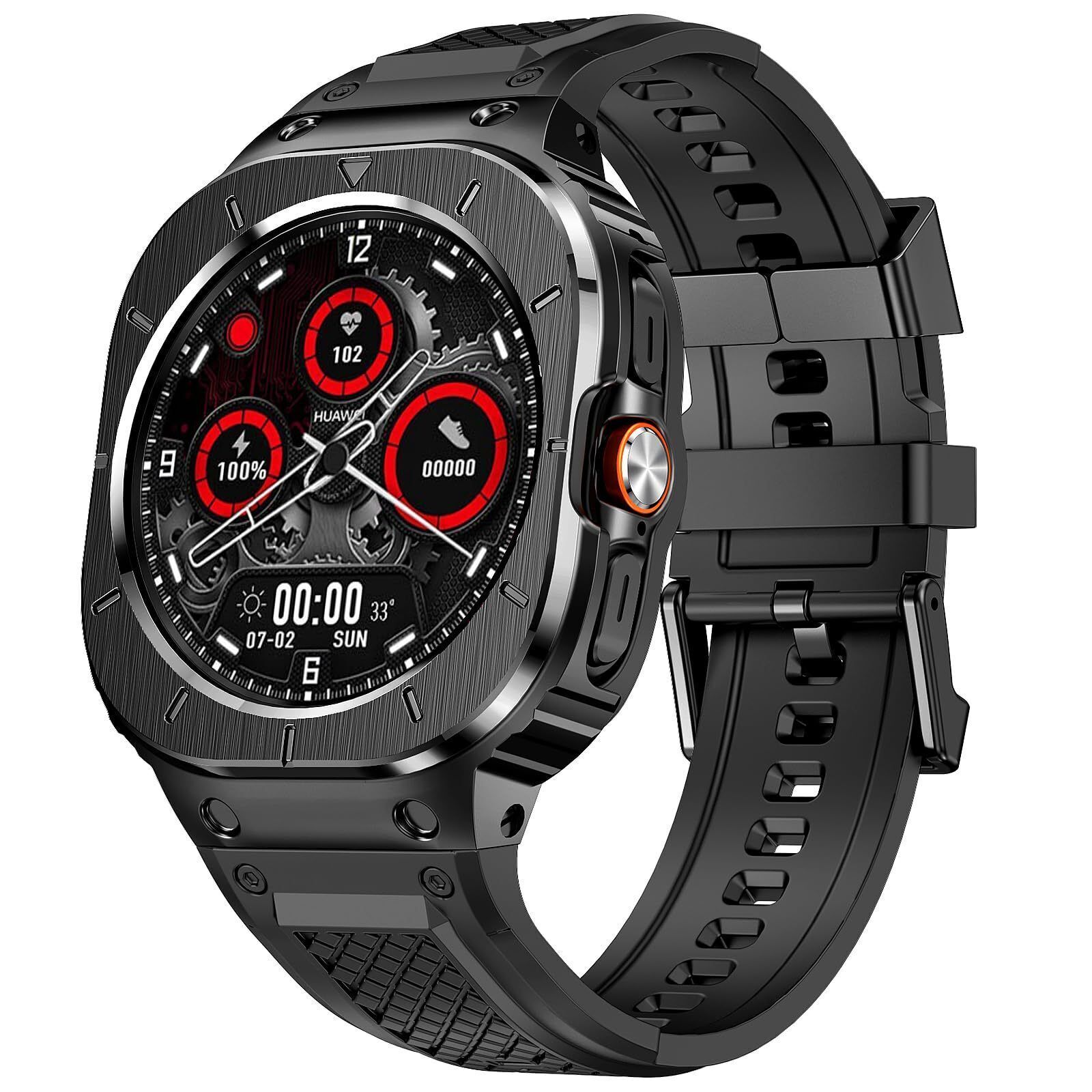 For Samsung Galaxy Watch Ultra 47mm Rugged Protector Case Stainless Steel Band