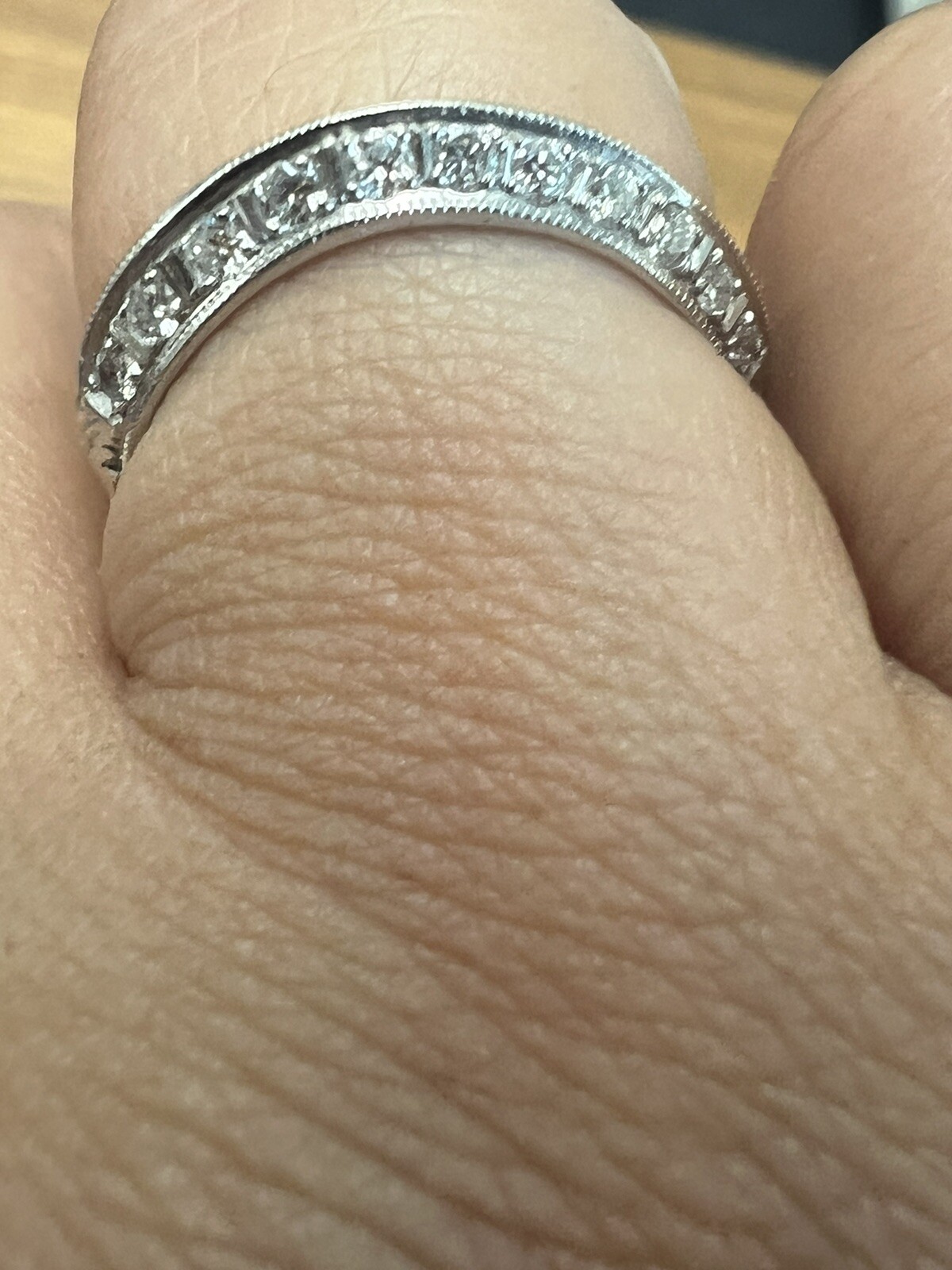 platinum art deco knife edge Double diamond contoured band ring Wedding Curved