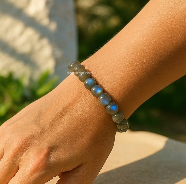 High Quality Labradorite Stone Stretch Bracelet Healing Energy Crystal Jewelry