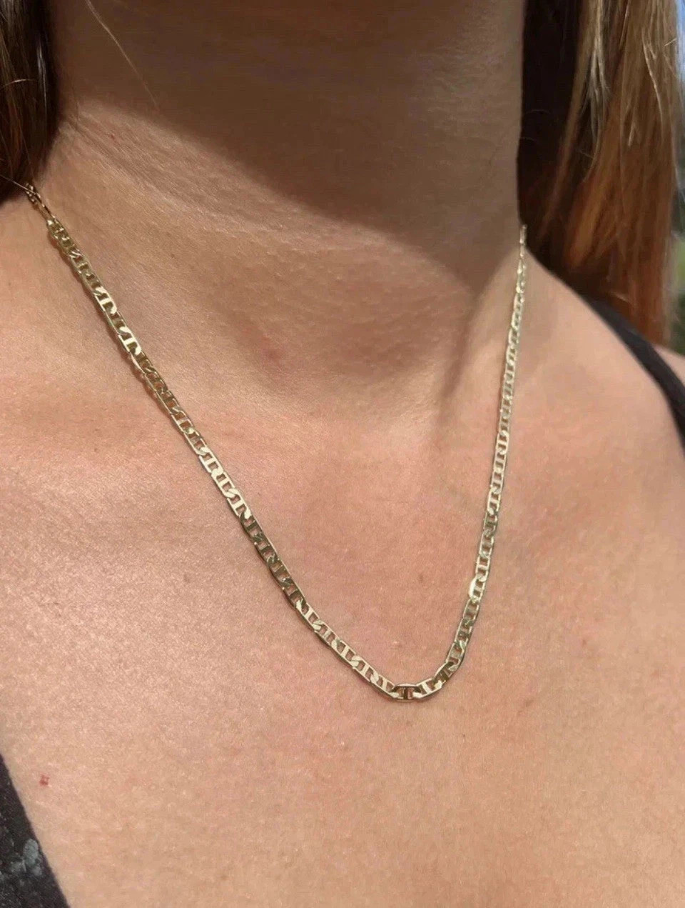 Diamond Cut Chain 18K Gold Filled Mariner Necklace 19.5″ Unisex Jewelry
