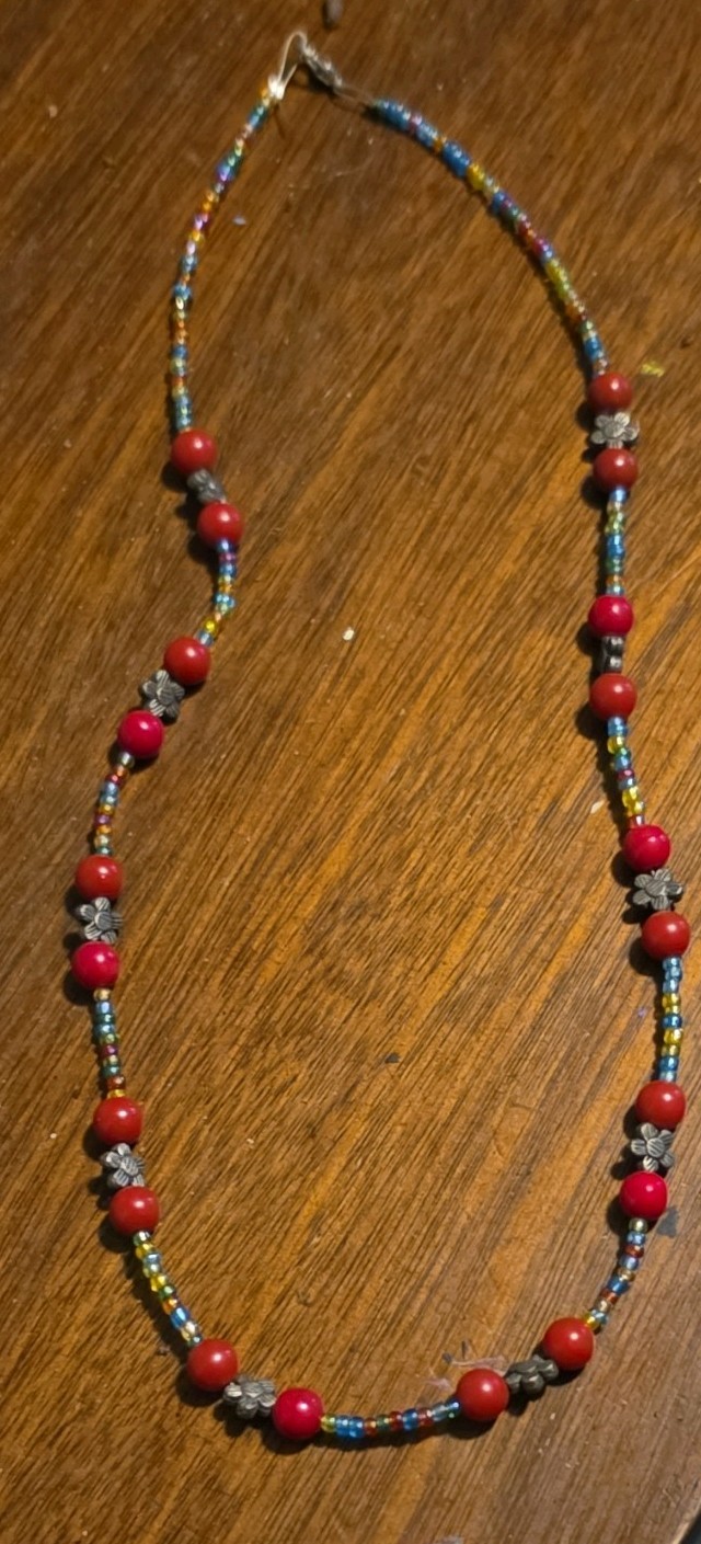 3pc Mixed Necklace Lot – Wood/Glass/Metal Beads, Multicolor Fashion Jewelry