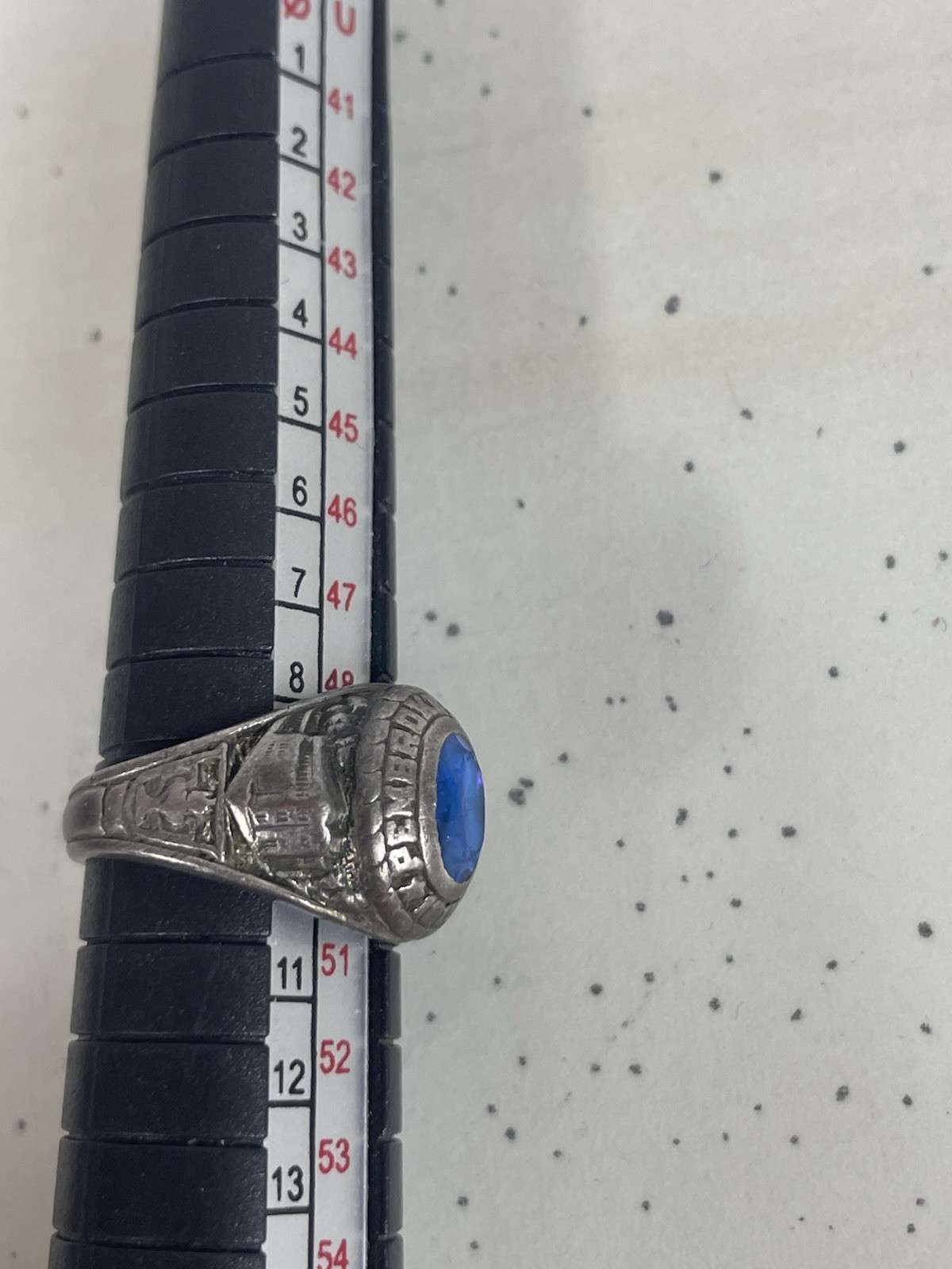 925 Sterling Silver Balfour School College 1986 Pembroke ring Size 5 Blue Stone