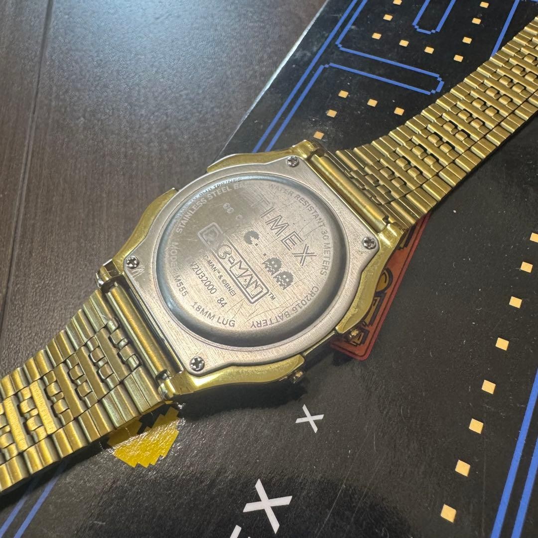 Timex Pacman 40th Anniversary Limited Digital Watch Gold Metal Authentic