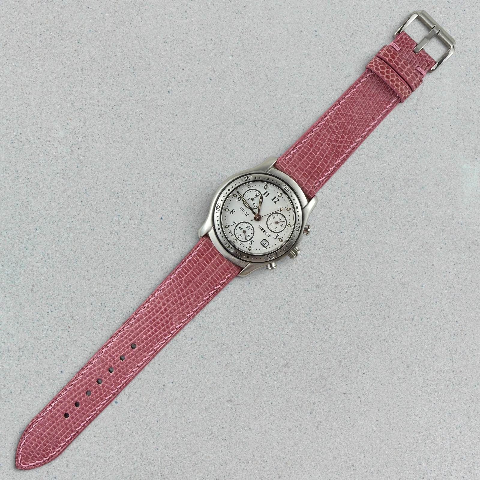 Genuine Lizard Leather Watch Band Strap 20mm Pink Handmade 316L Buckle